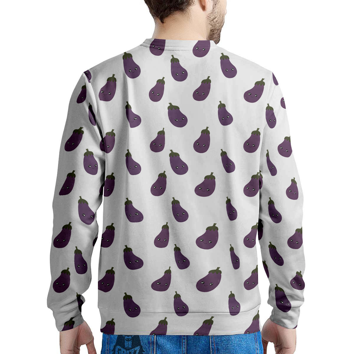 Eggplant Funny Print Pattern Men's Sweatshirt-grizzshop