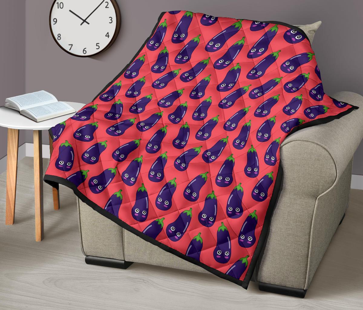 Eggplant Funny Print Pattern Quilt-grizzshop