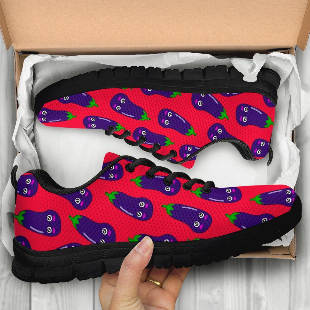 Eggplant Funny Print Pattern Sneaker Shoes For Men Women-grizzshop