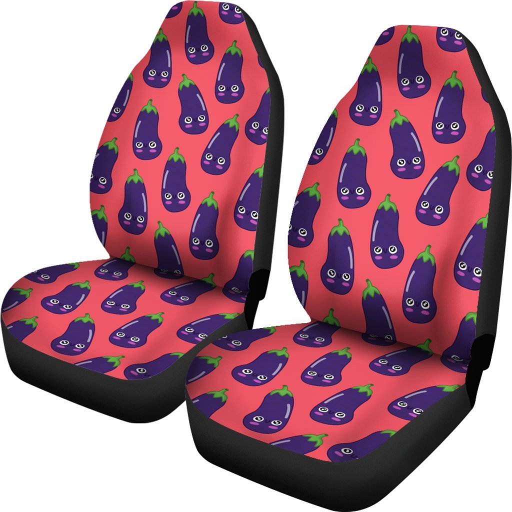 Eggplant Funny Print Pattern Universal Fit Car Seat Covers-grizzshop