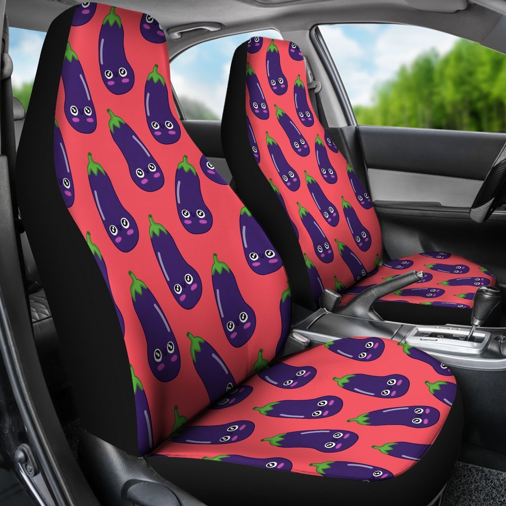 Eggplant Funny Print Pattern Universal Fit Car Seat Covers-grizzshop