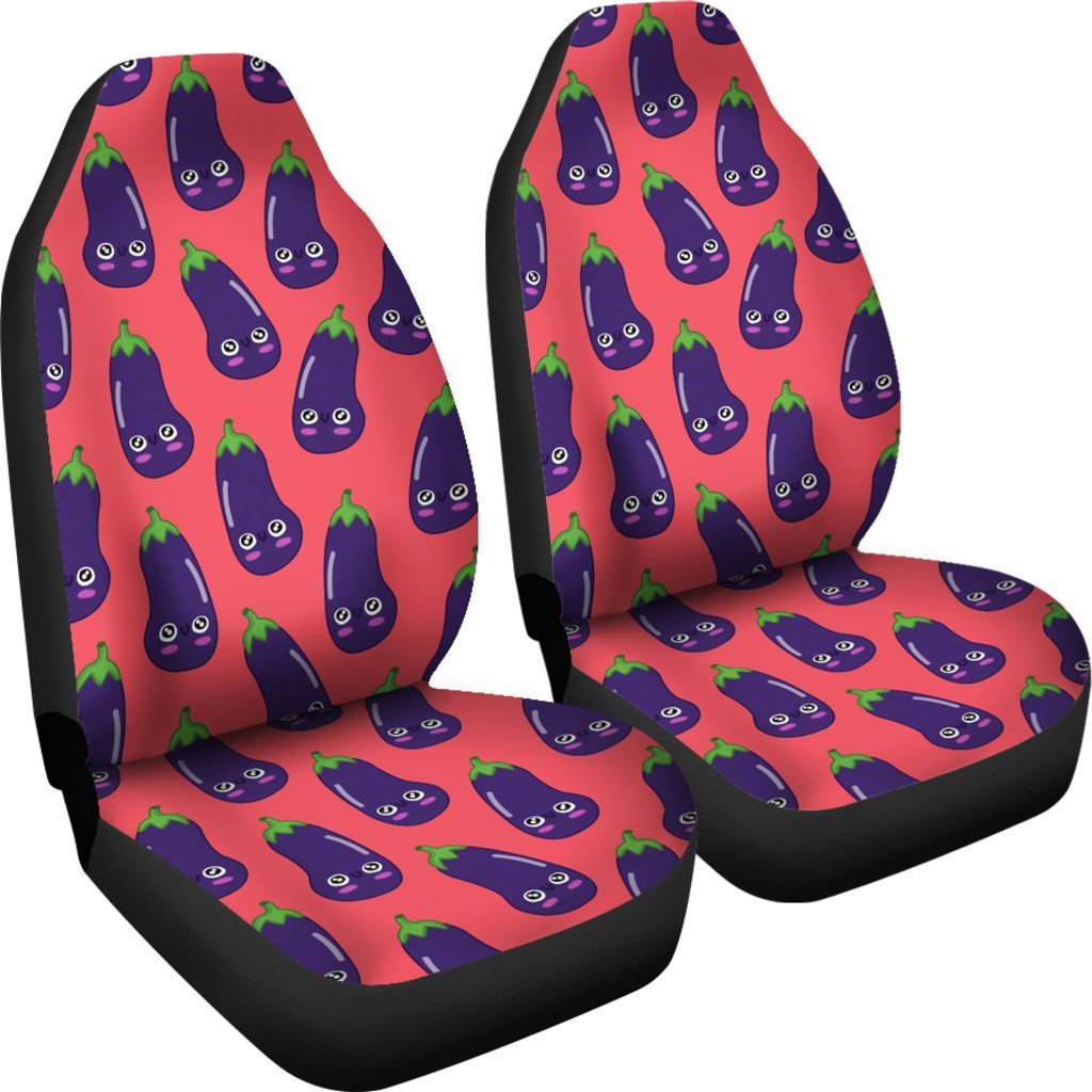 Eggplant Funny Print Pattern Universal Fit Car Seat Covers-grizzshop