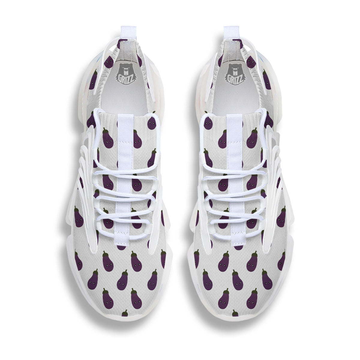 Eggplant Funny Print Pattern White Gym Shoes-grizzshop
