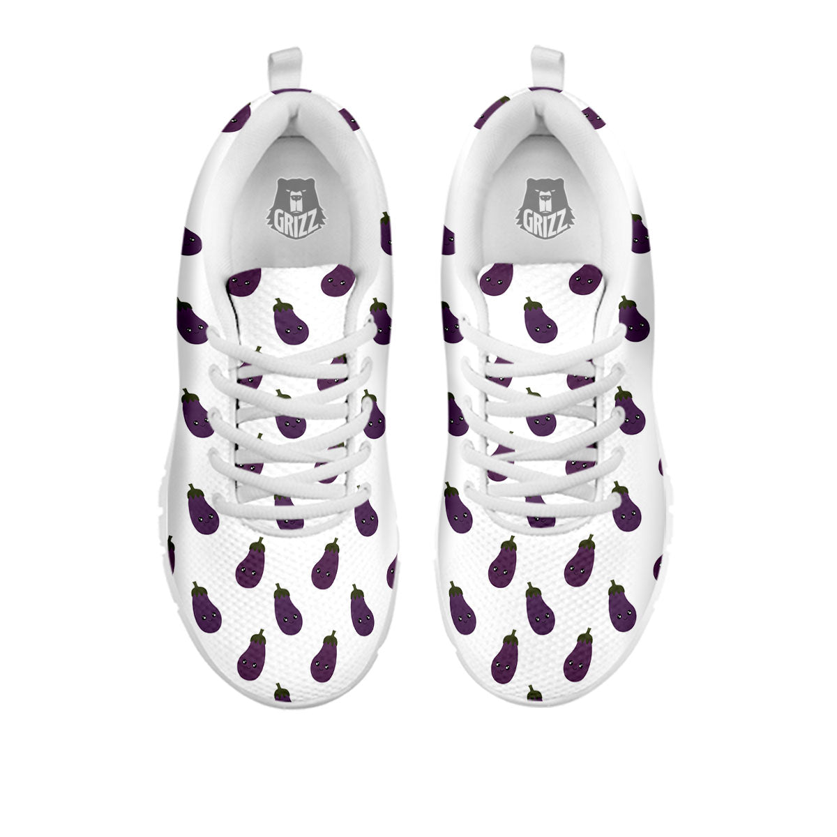 Eggplant Funny Print Pattern White Sneaker-grizzshop