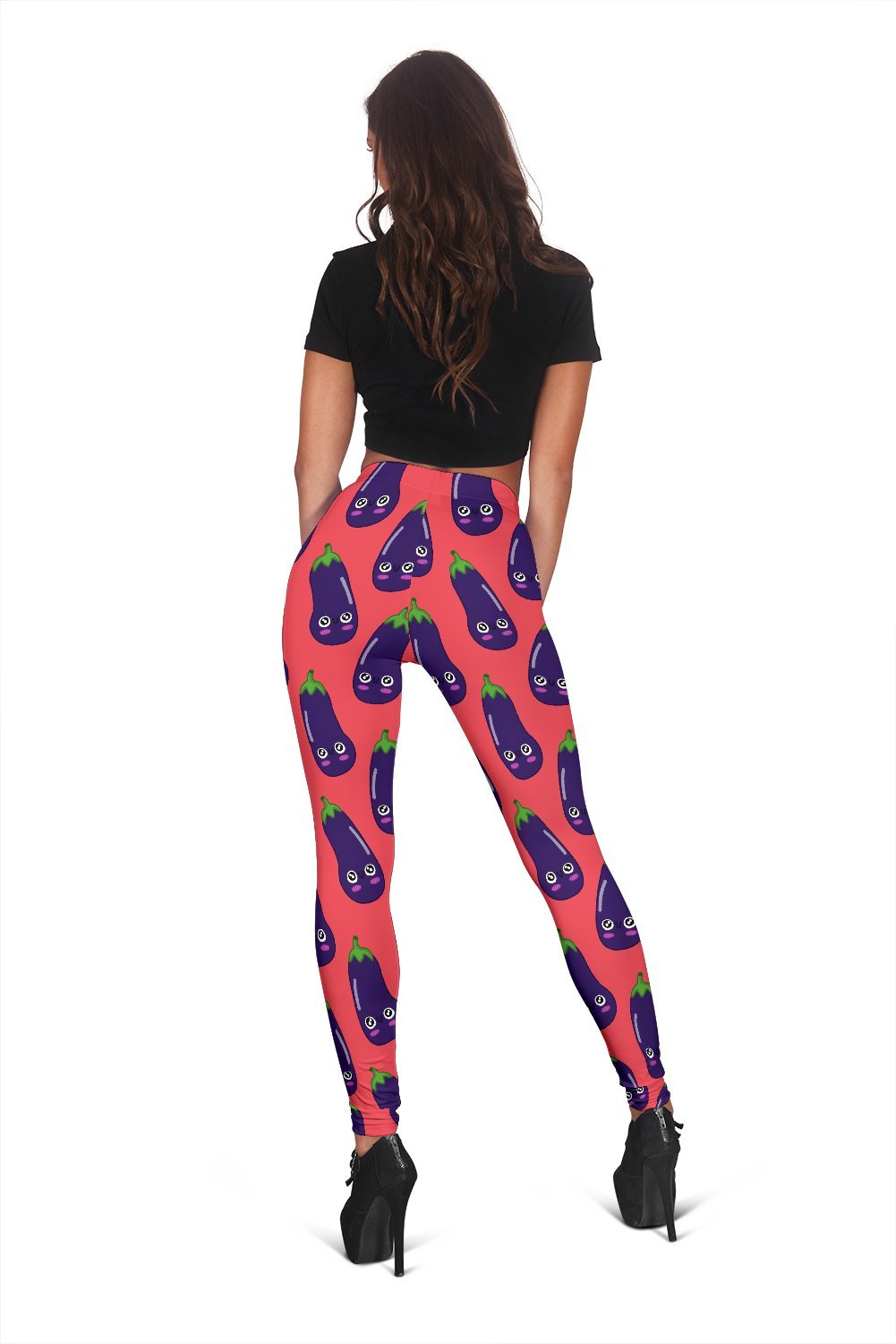 Eggplant Funny Print Pattern Women Leggings-grizzshop