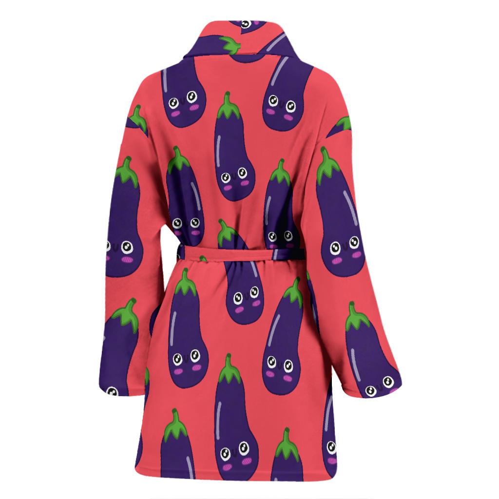 Eggplant Funny Print Pattern Women Long Robe-grizzshop