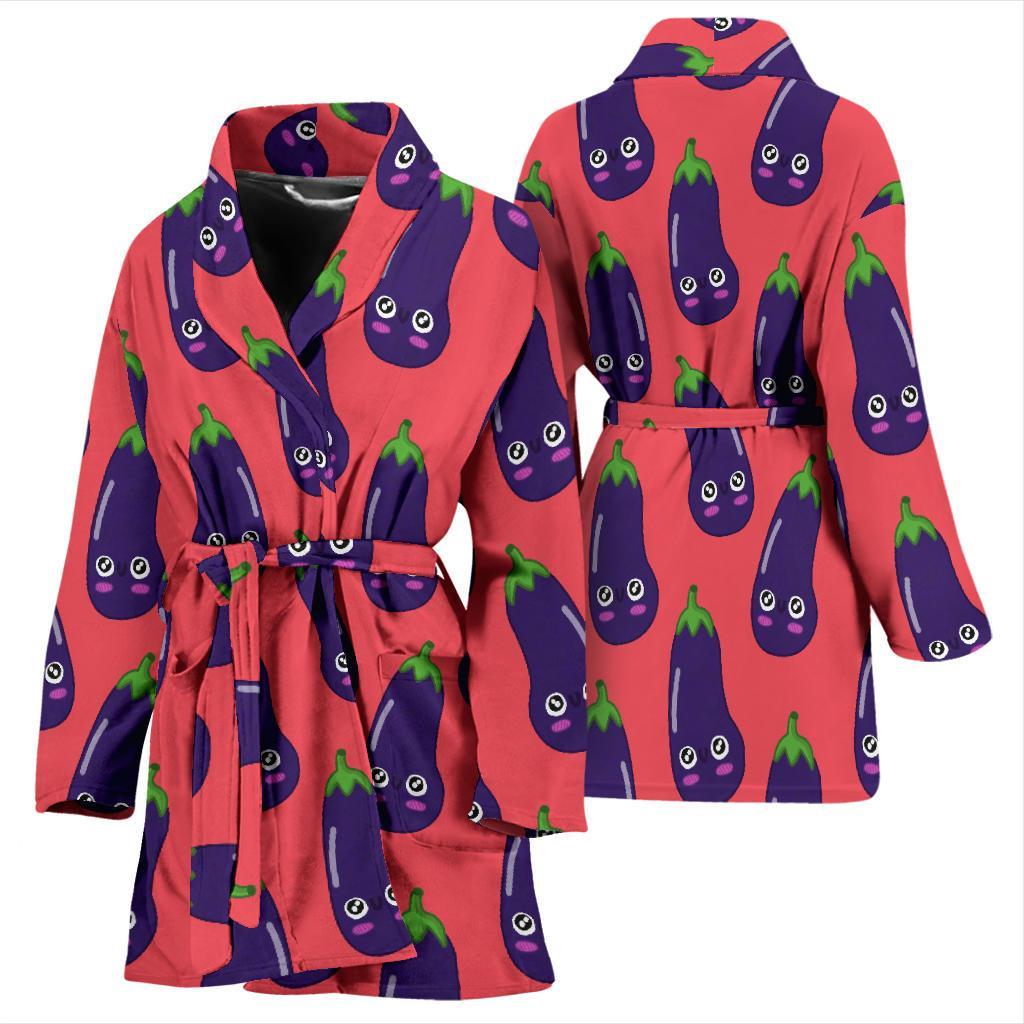 Eggplant Funny Print Pattern Women Long Robe-grizzshop