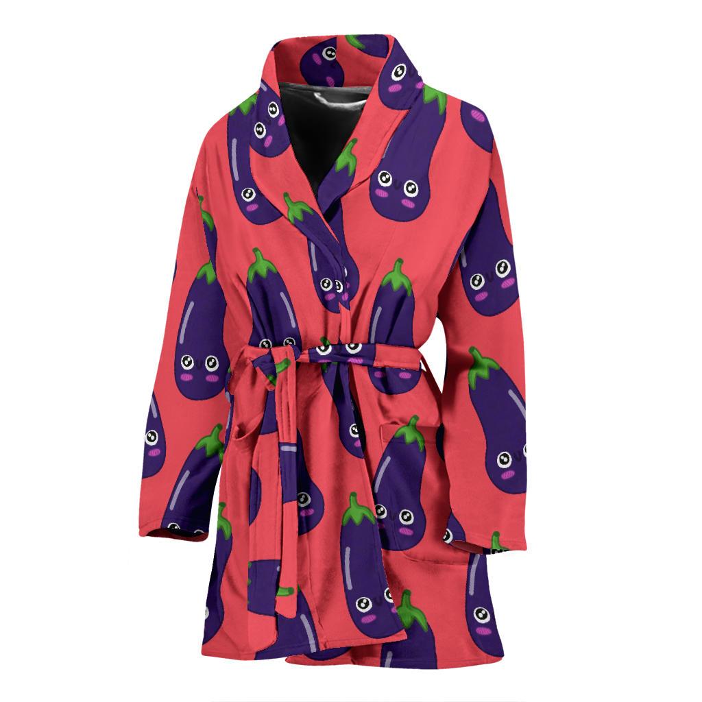 Eggplant Funny Print Pattern Women Long Robe-grizzshop