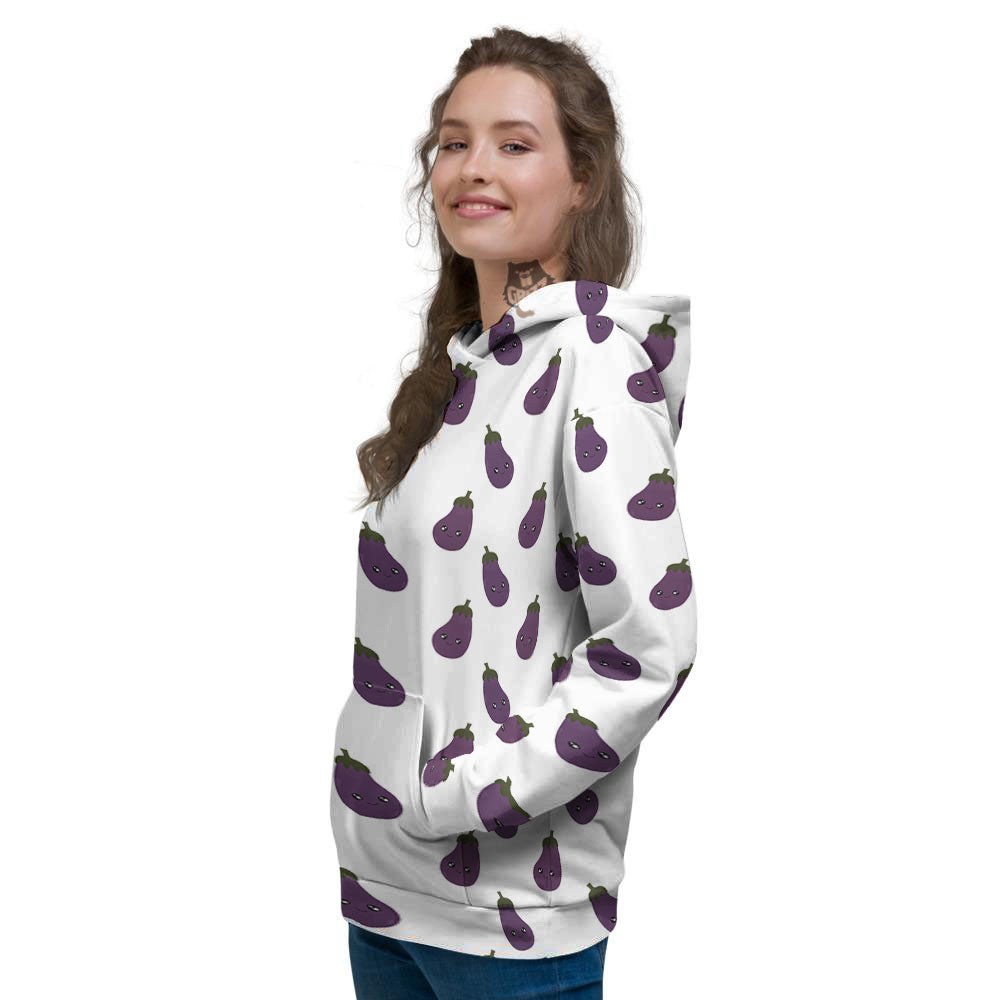 Eggplant Funny Print Pattern Women's Hoodie-grizzshop