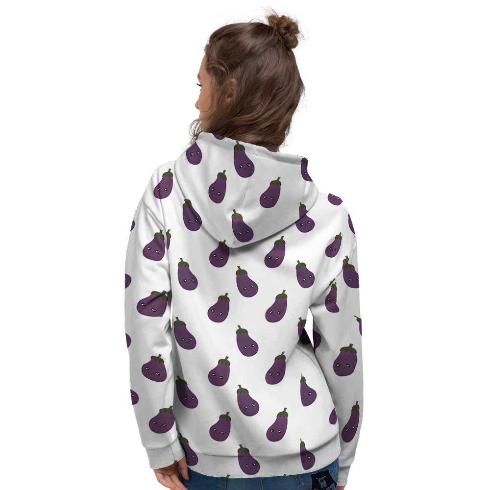 Eggplant Funny Print Pattern Women's Hoodie-grizzshop