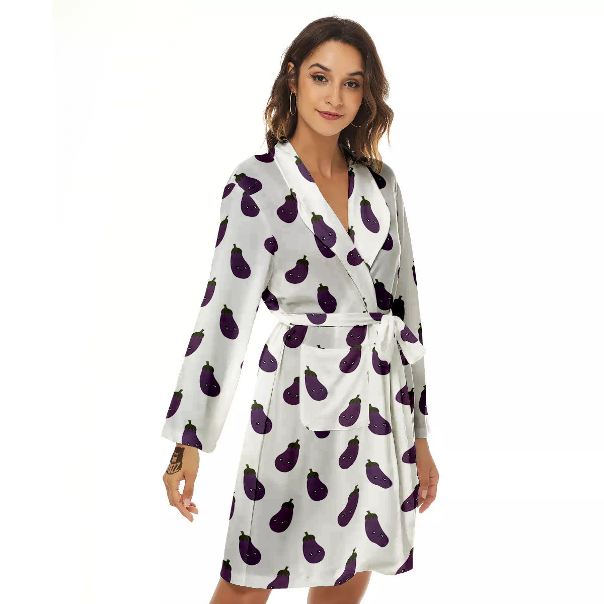 Eggplant Funny Print Pattern Women's Robe-grizzshop