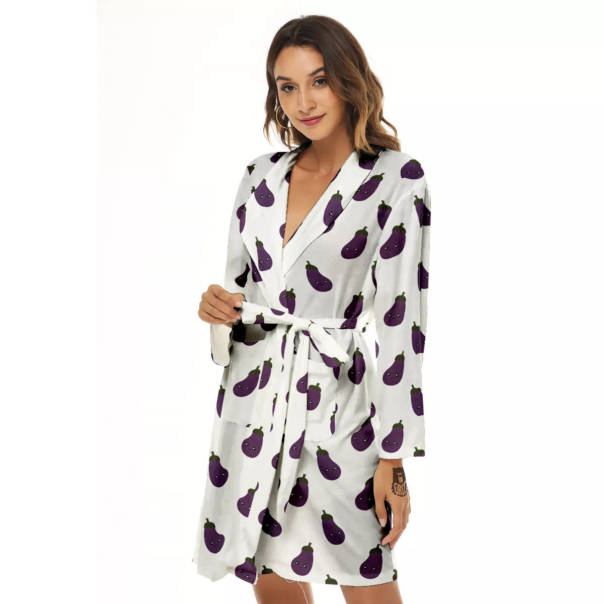 Eggplant Funny Print Pattern Women's Robe-grizzshop