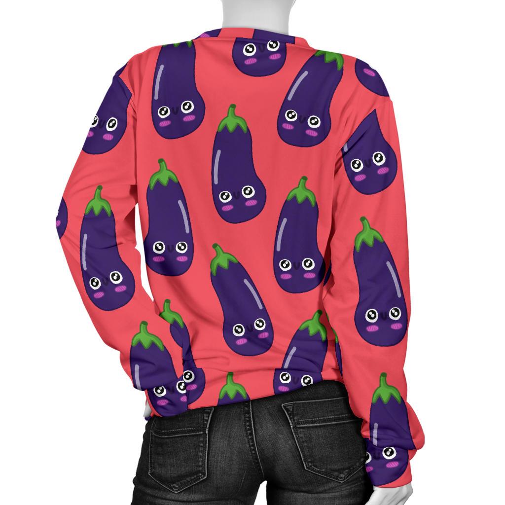 Eggplant Funny Print Pattern Women's Sweatshirt-grizzshop