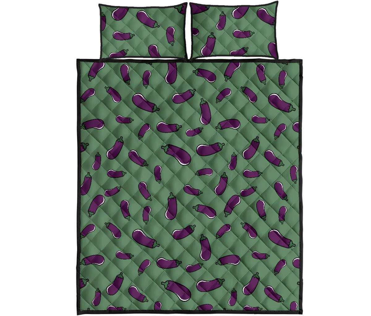 Eggplant Pattern Print Bed Set Quilt-grizzshop