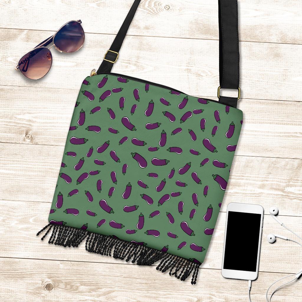 Eggplant Pattern Print Crossbody bags-grizzshop