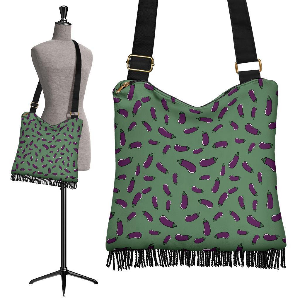 Eggplant Pattern Print Crossbody bags-grizzshop