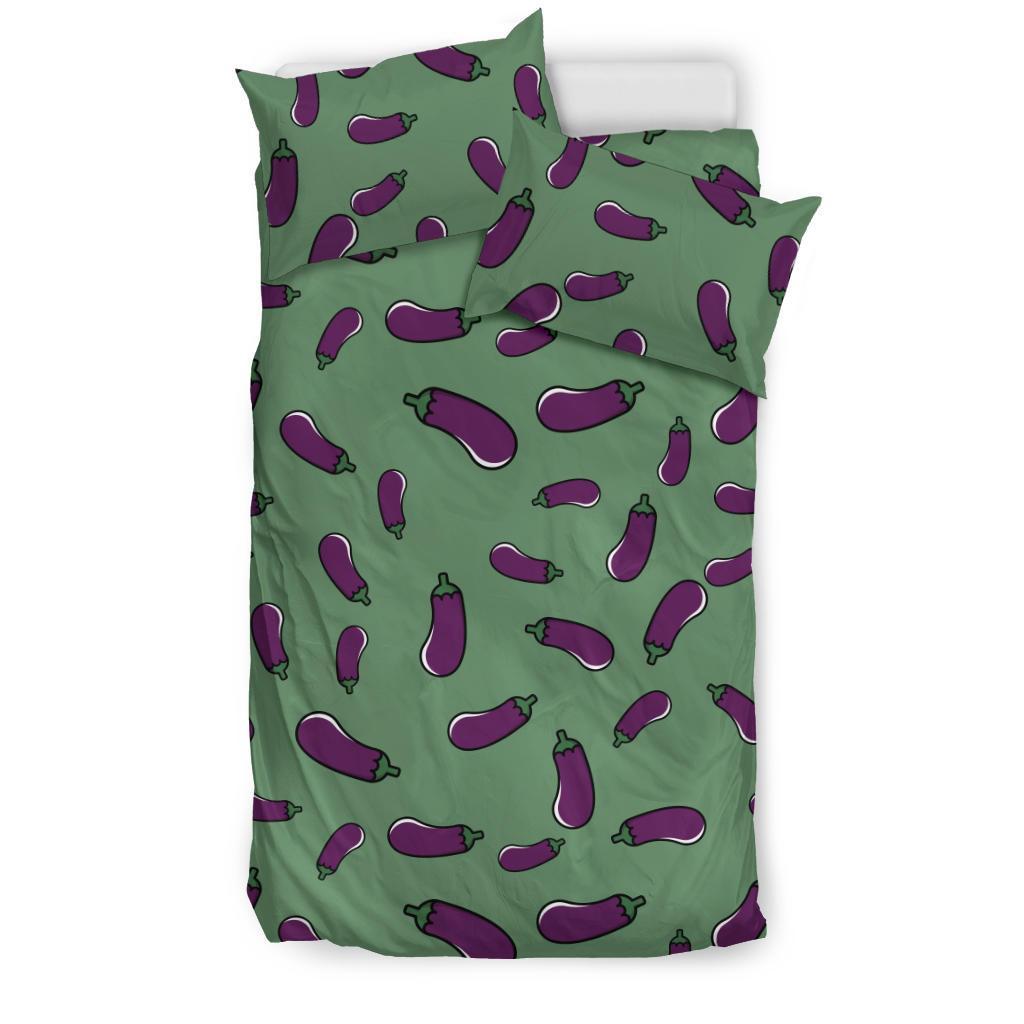 Eggplant Pattern Print Duvet Cover Bedding Set-grizzshop