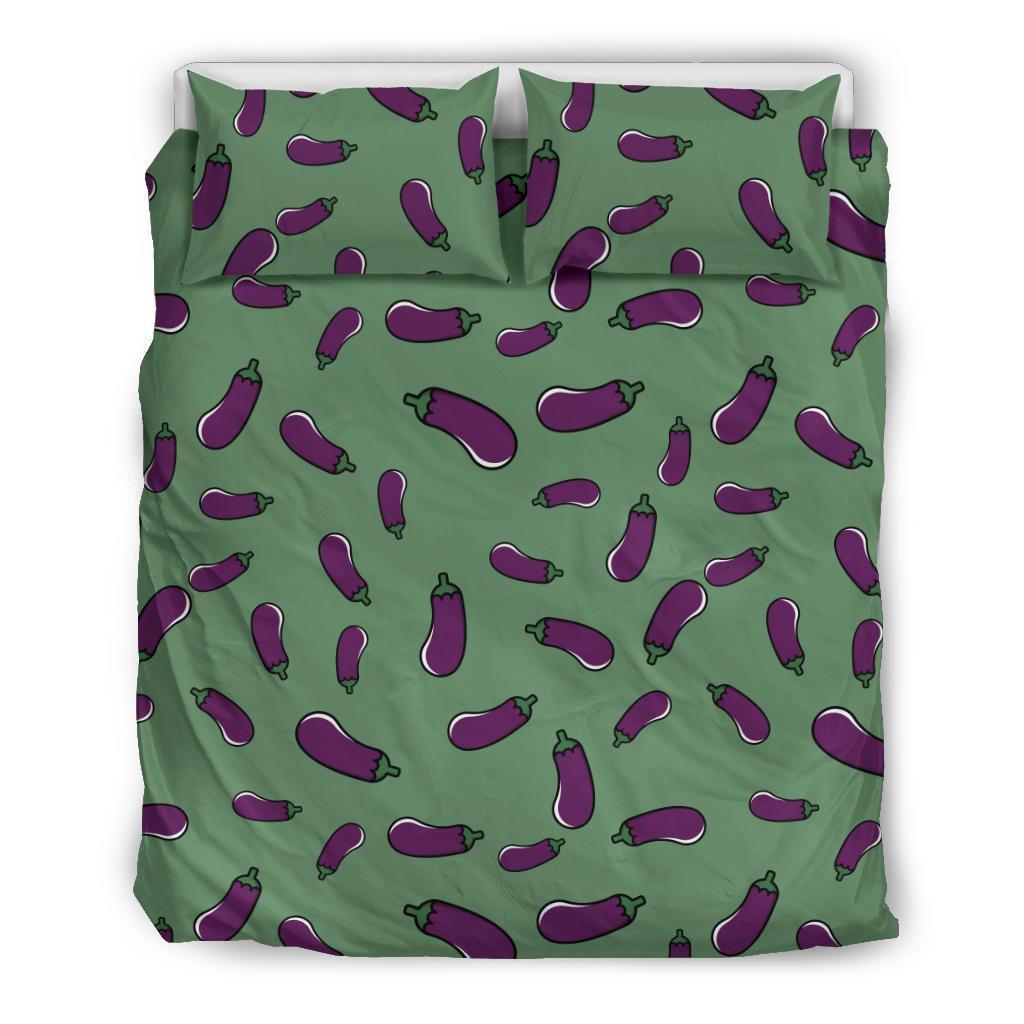 Eggplant Pattern Print Duvet Cover Bedding Set-grizzshop