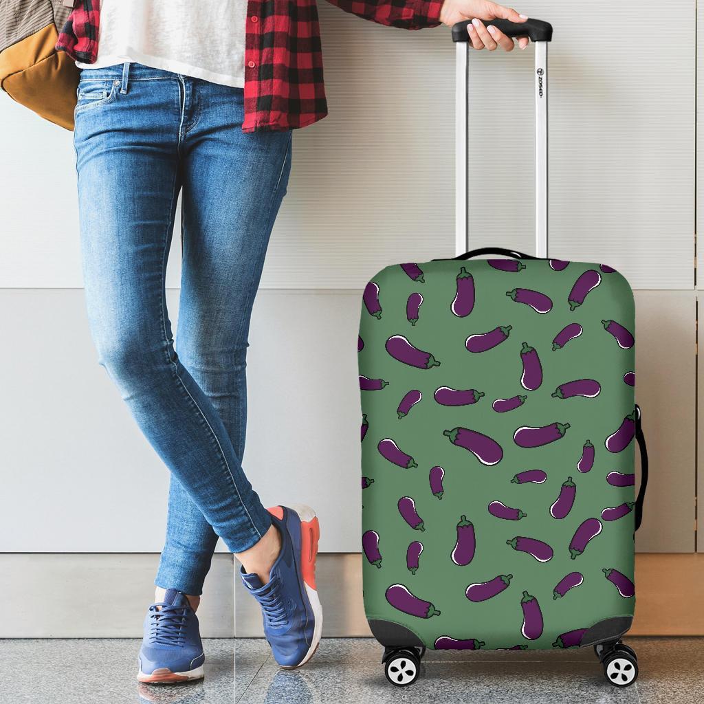 Eggplant Pattern Print Luggage Cover Protector-grizzshop