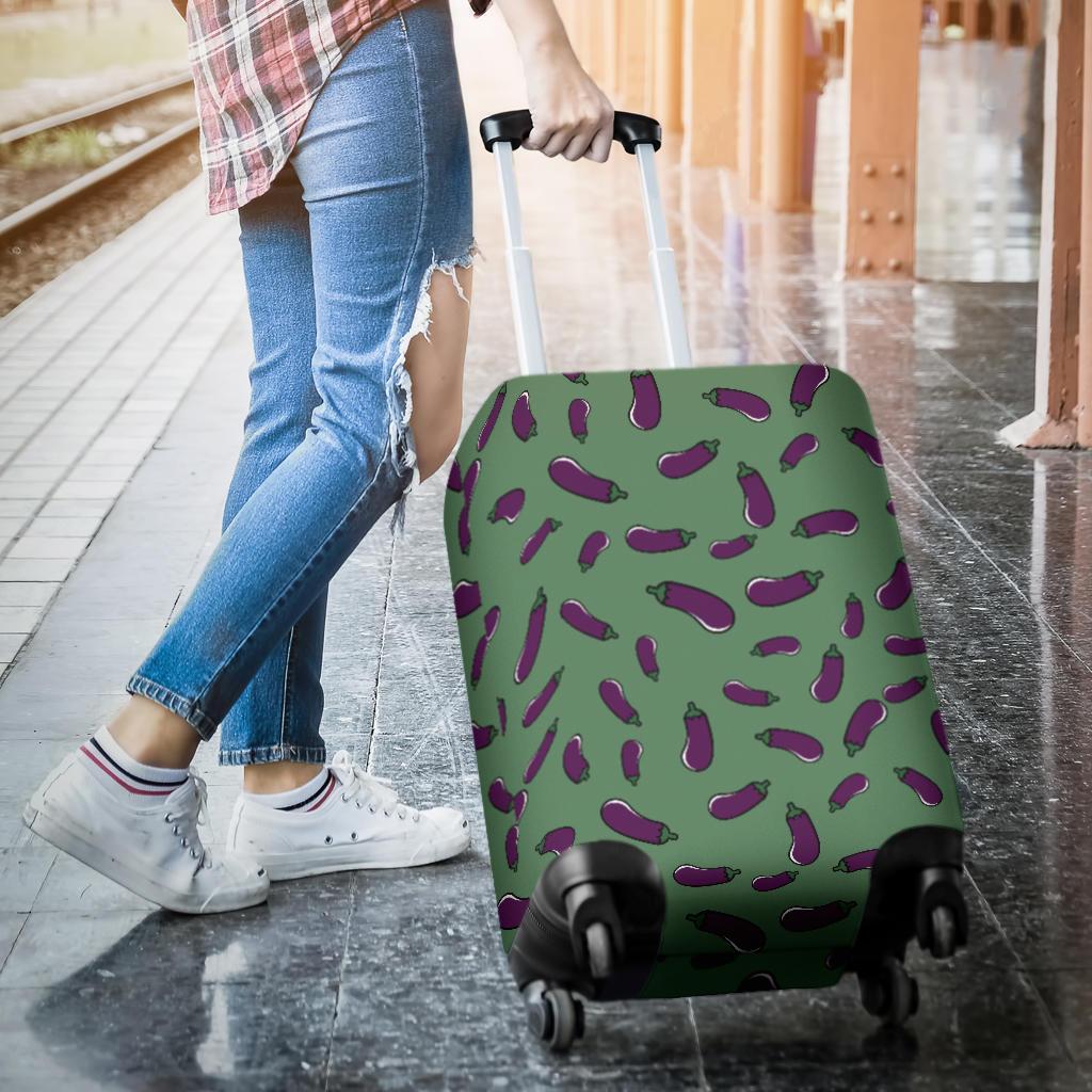 Eggplant Pattern Print Luggage Cover Protector-grizzshop