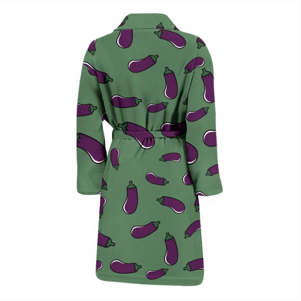 Eggplant Pattern Print Men Long Robe-grizzshop