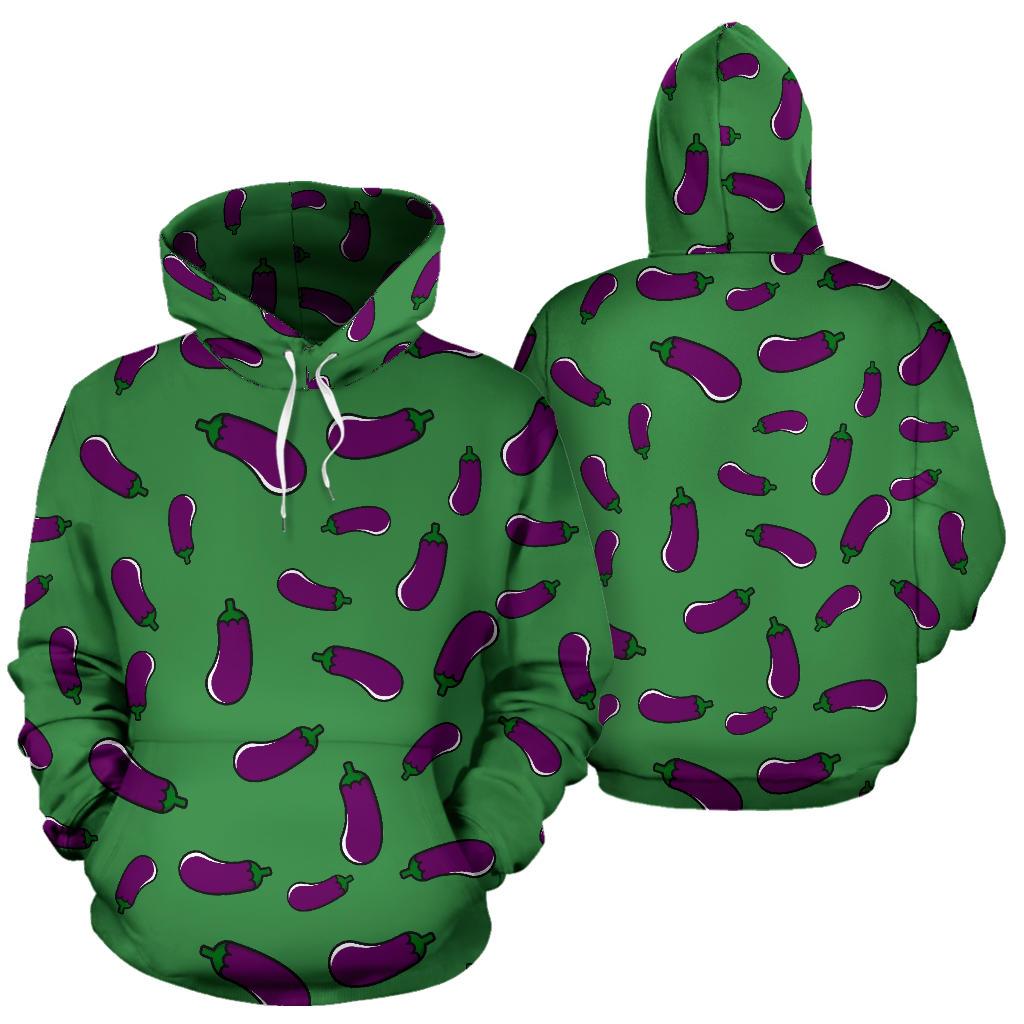 Eggplant Pattern Print Men Women Pullover Hoodie-grizzshop