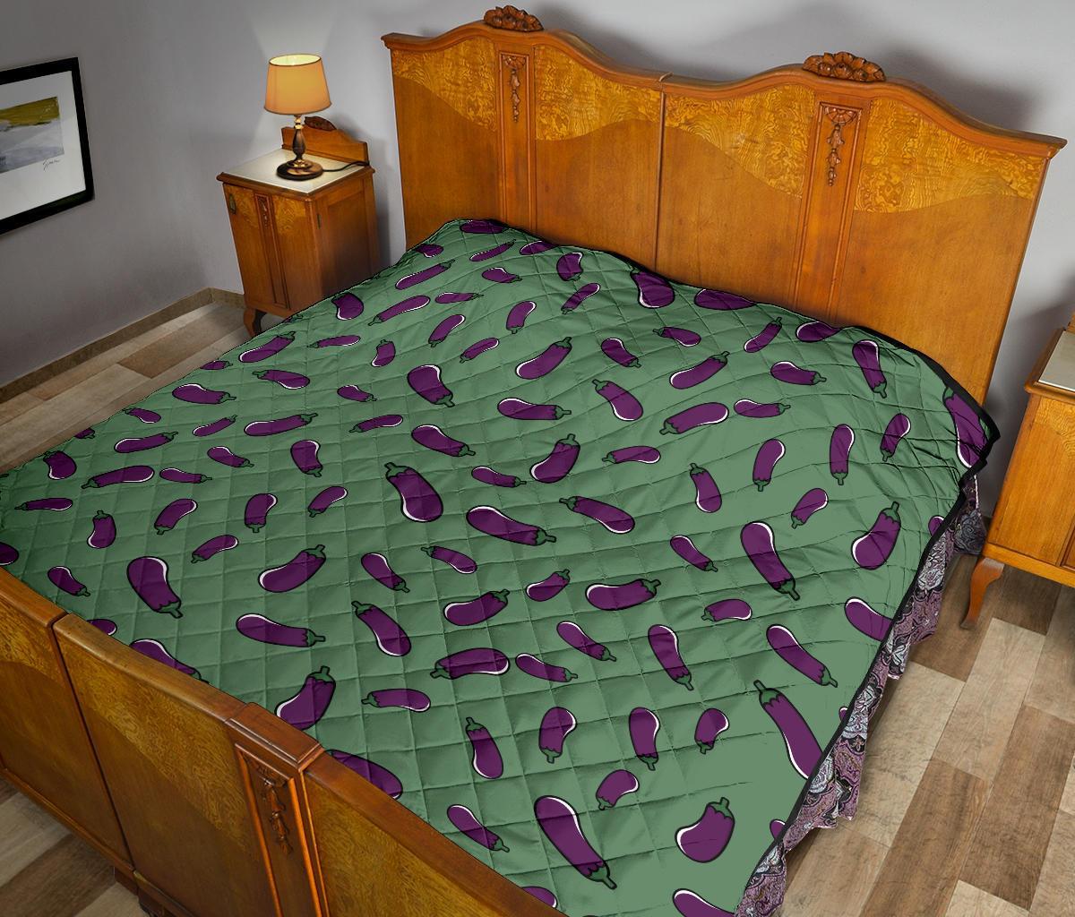 Eggplant Pattern Print Quilt-grizzshop