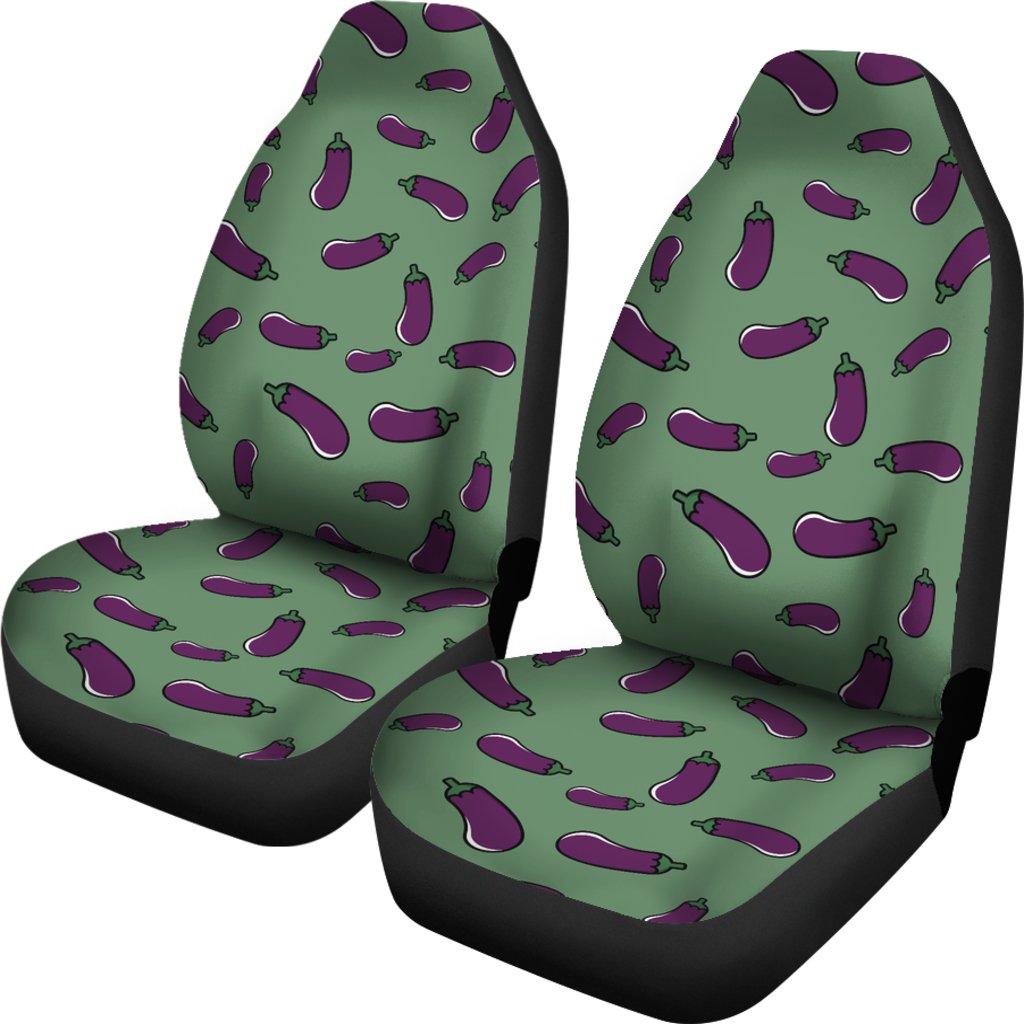 Eggplant Pattern Print Universal Fit Car Seat Covers-grizzshop