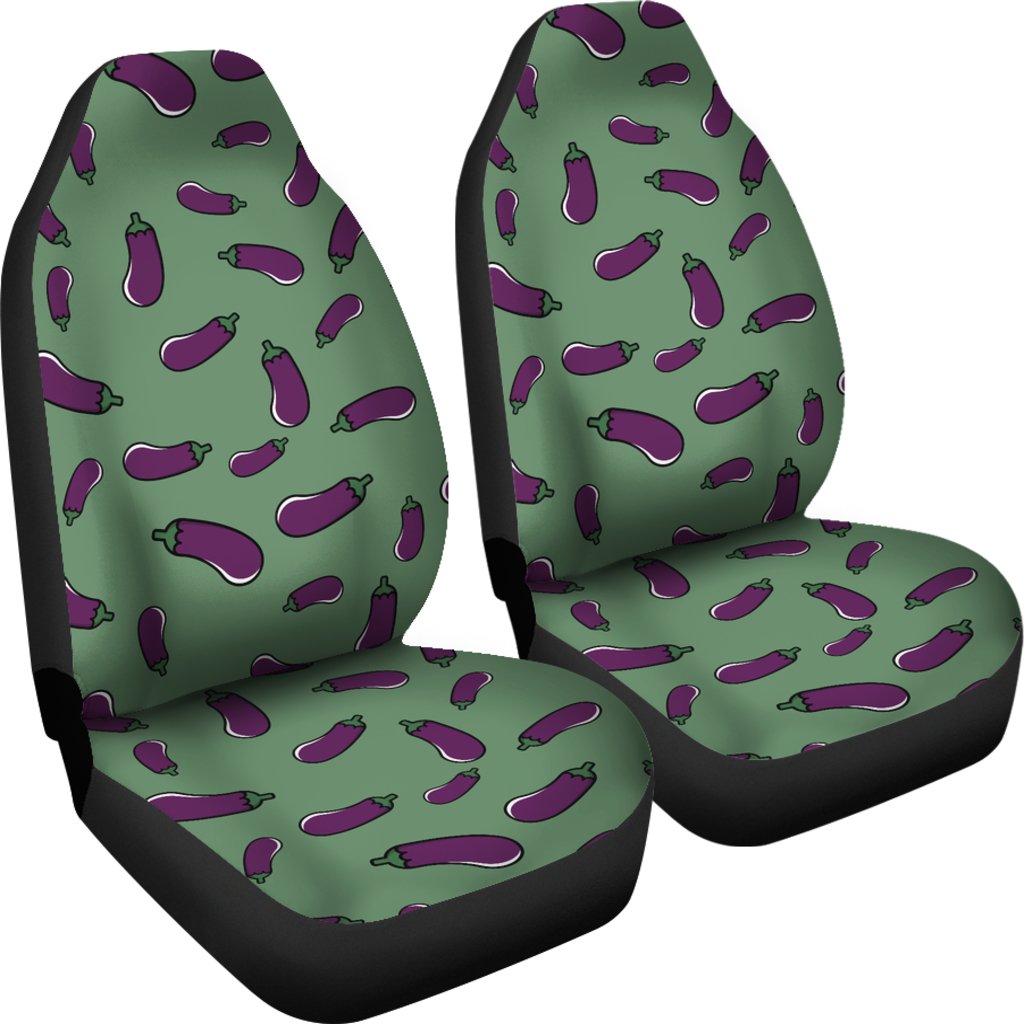 Eggplant Pattern Print Universal Fit Car Seat Covers-grizzshop