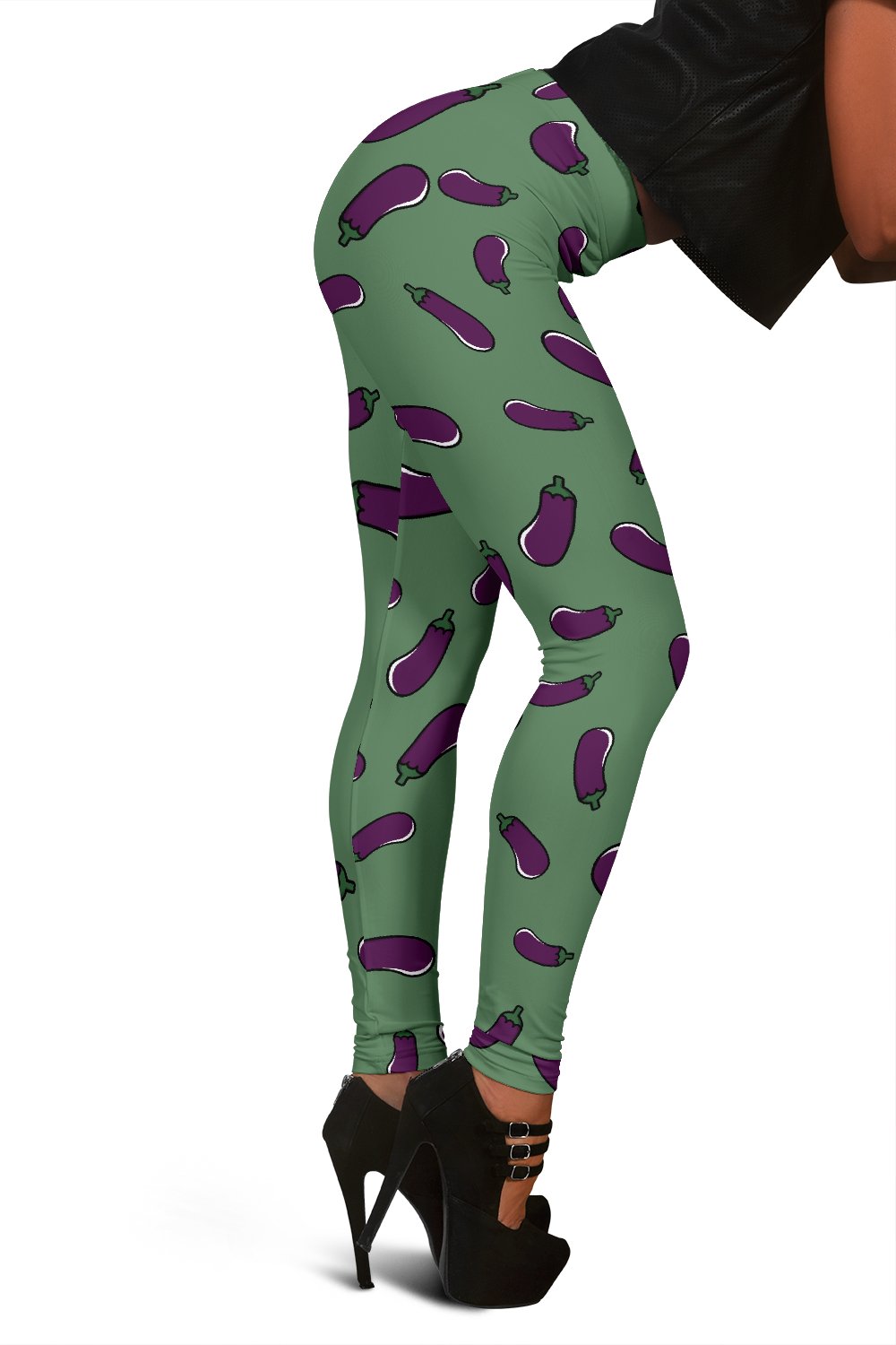 Eggplant Pattern Print Women Leggings-grizzshop