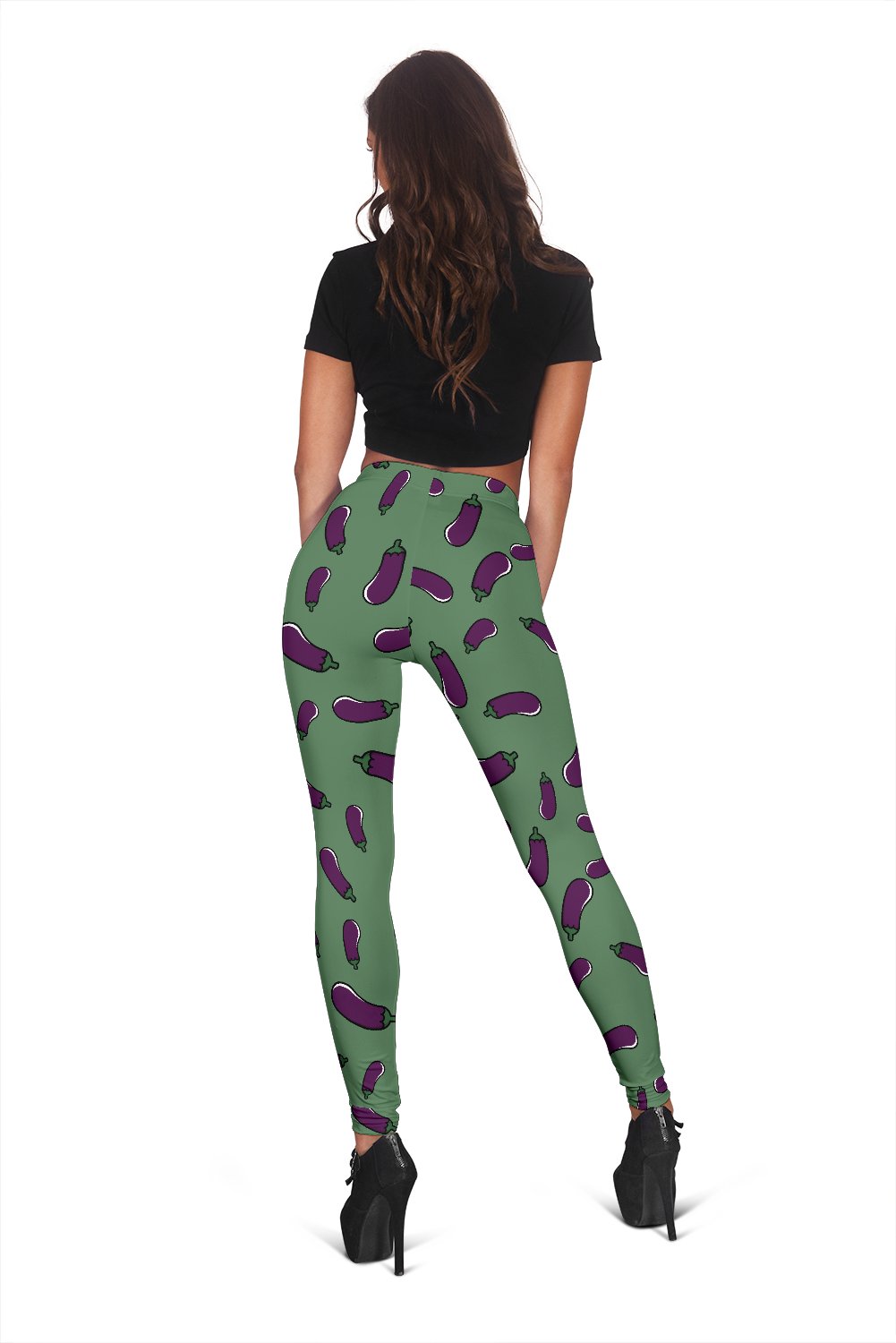 Eggplant Pattern Print Women Leggings-grizzshop