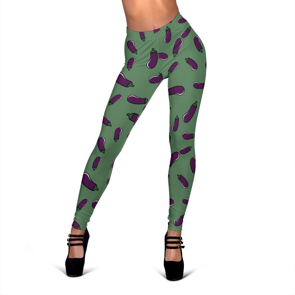 Eggplant Pattern Print Women Leggings-grizzshop