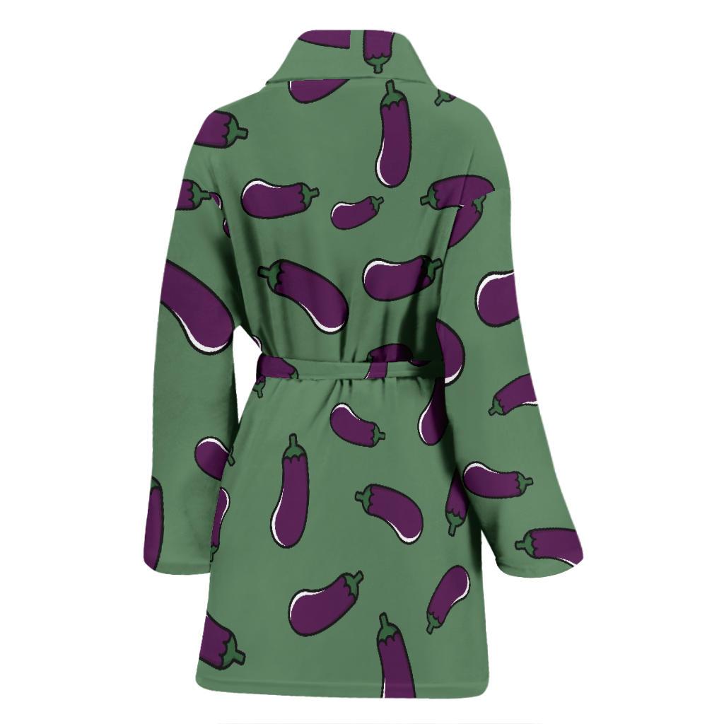 Eggplant Pattern Print Women Long Robe-grizzshop