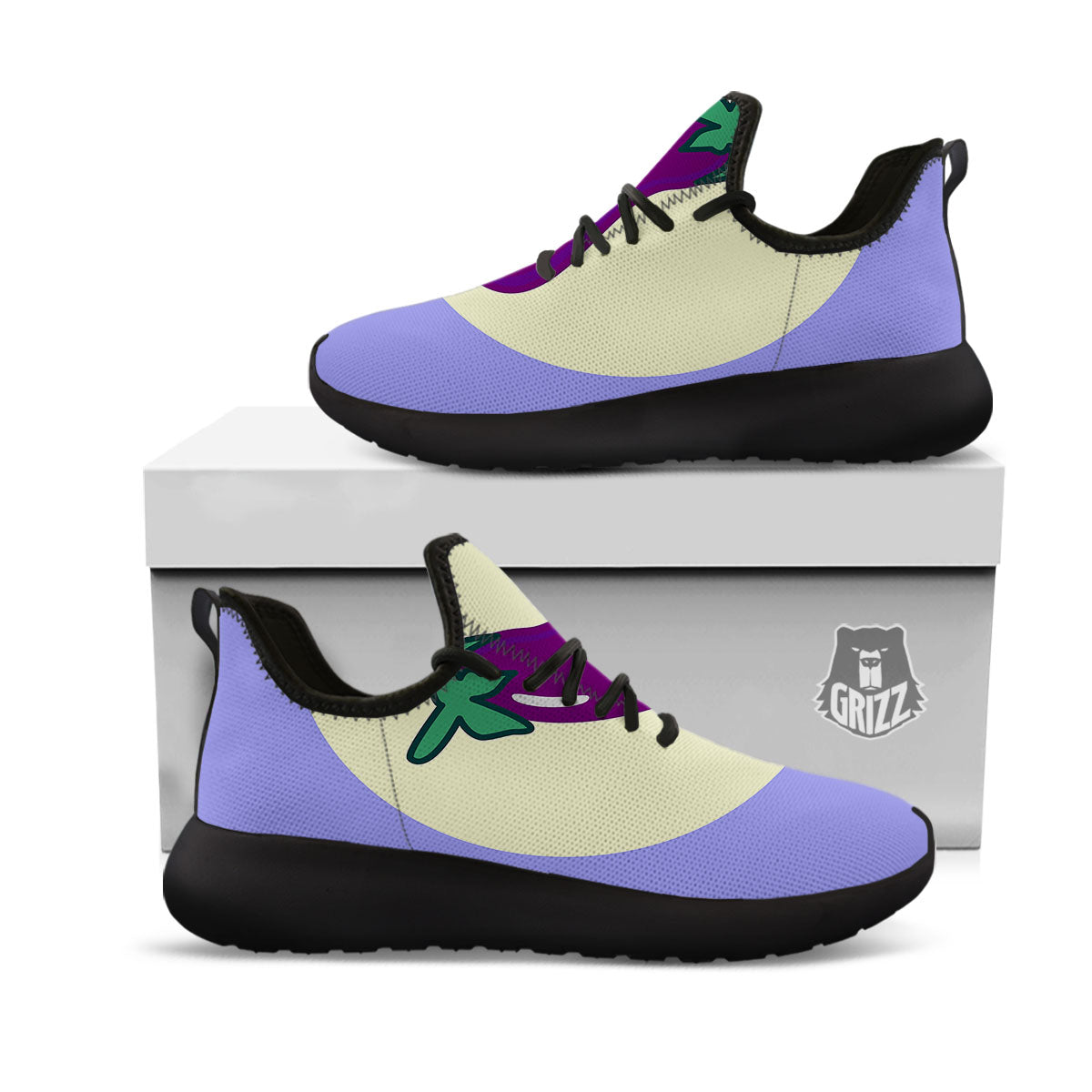 Eggplant Print Black Athletic Shoes-grizzshop