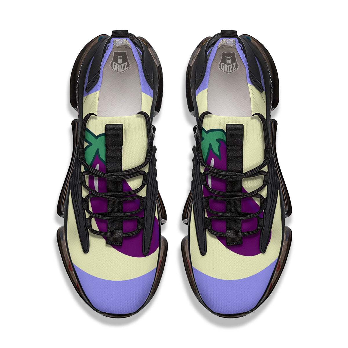Eggplant Print Black Gym Shoes-grizzshop