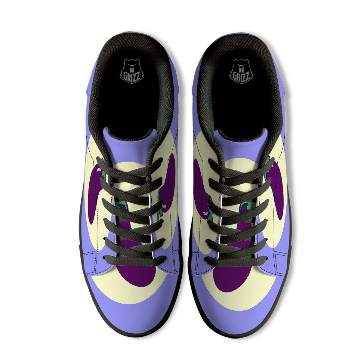Eggplant Print Black Low Top Sneakers-grizzshop
