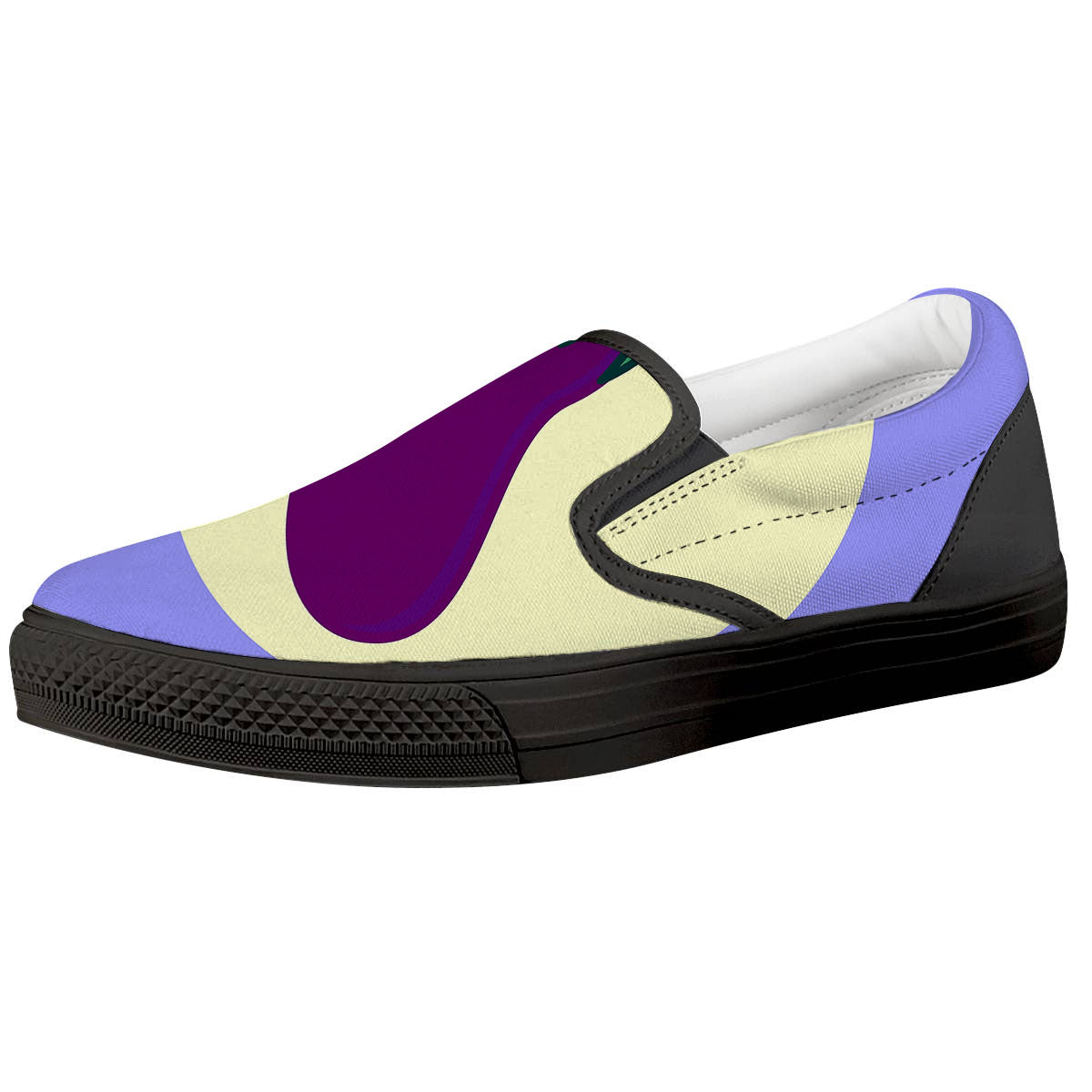 Eggplant Print Black Slip On Shoes-grizzshop