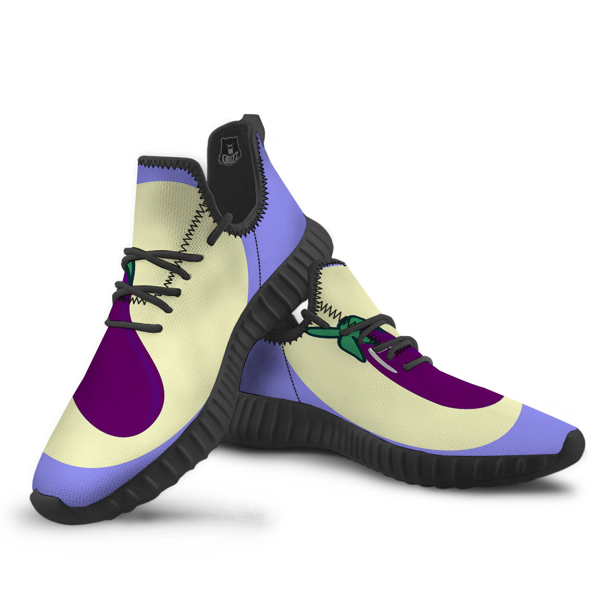 Eggplant Print Black Walking Shoes-grizzshop