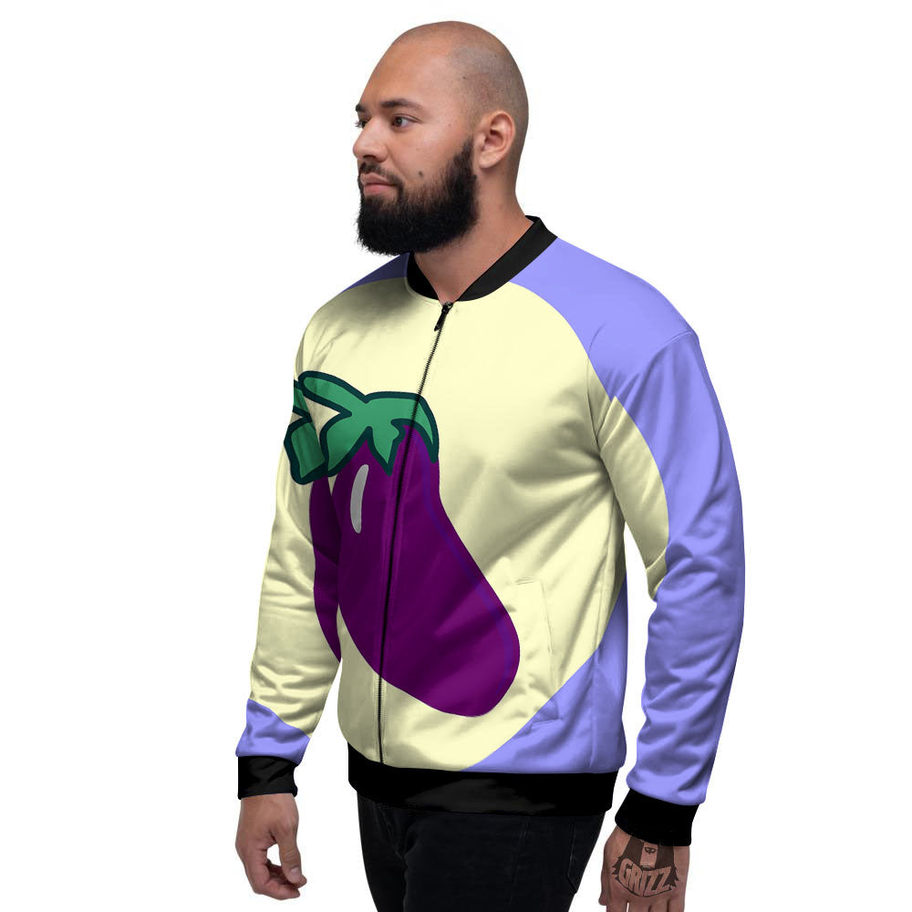 Eggplant Print Men's Bomber Jacket-grizzshop
