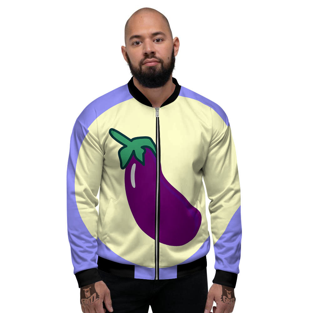 Eggplant Print Men's Bomber Jacket-grizzshop
