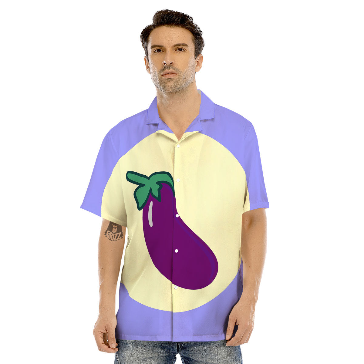 Eggplant Print Men's Hawaiian Shirt-grizzshop