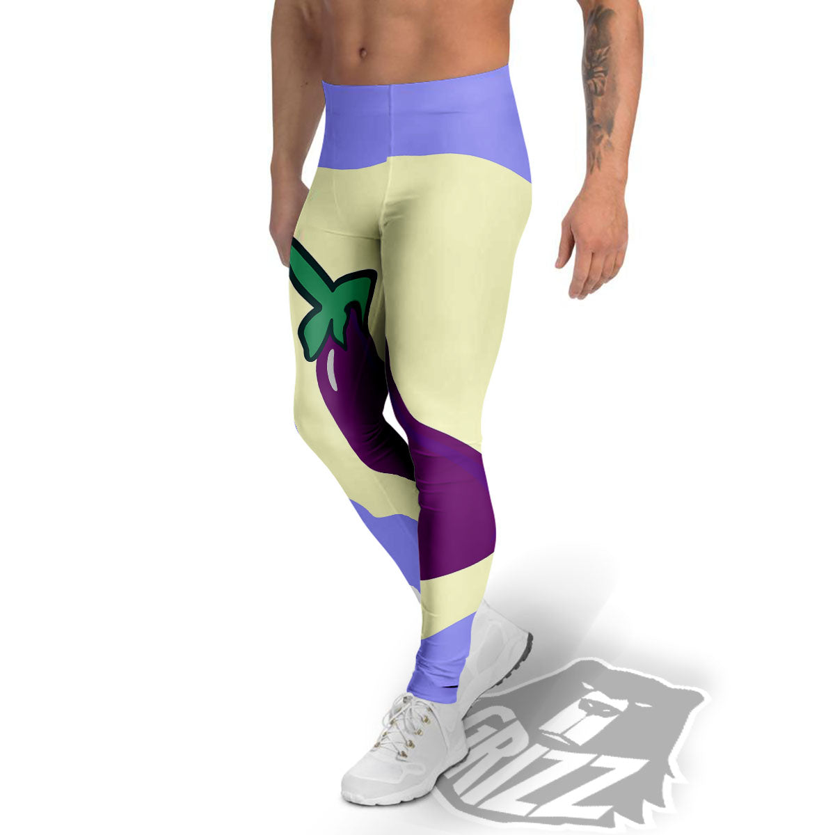 Eggplant Print Men's Leggings-grizzshop