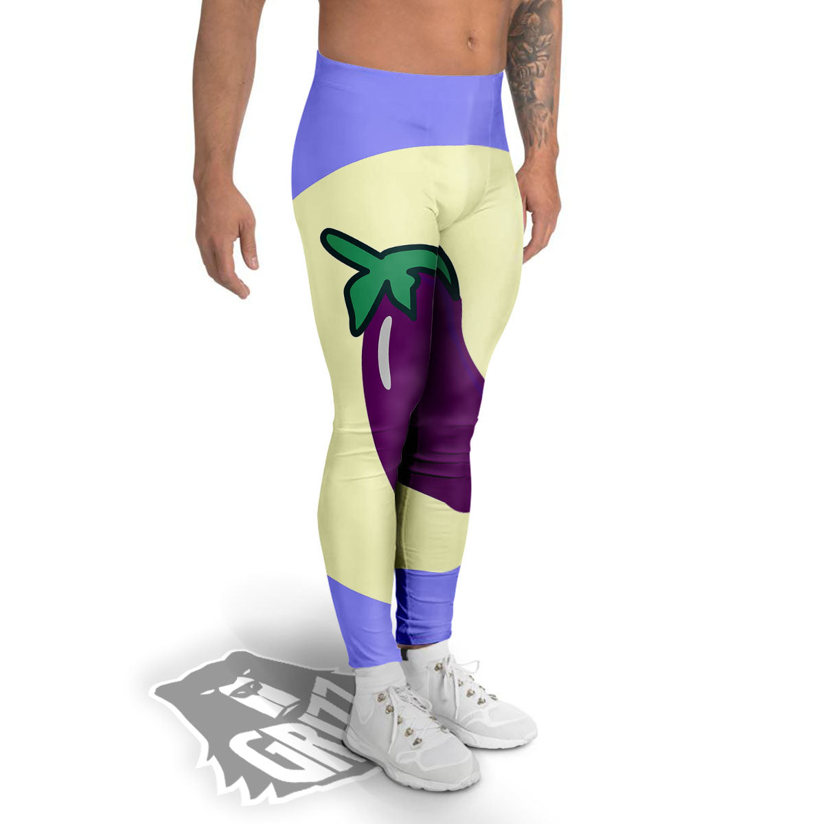 Eggplant Print Men's Leggings-grizzshop