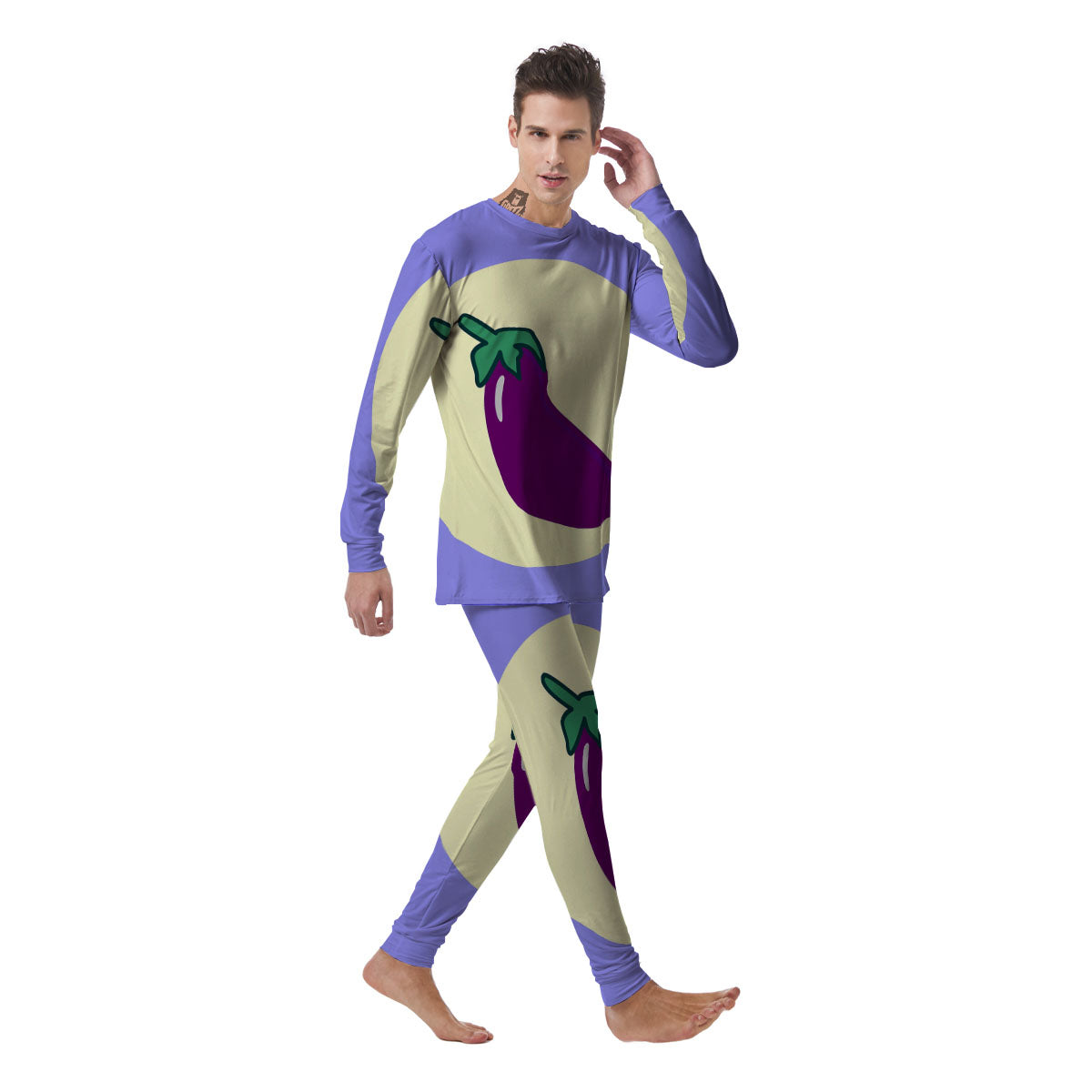 Eggplant Print Men's Pajamas-grizzshop