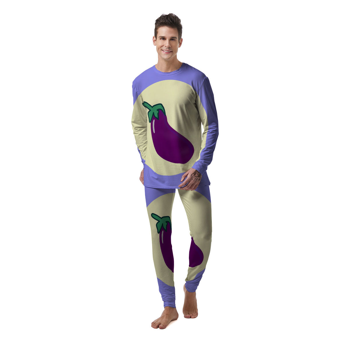 Eggplant Print Men's Pajamas-grizzshop