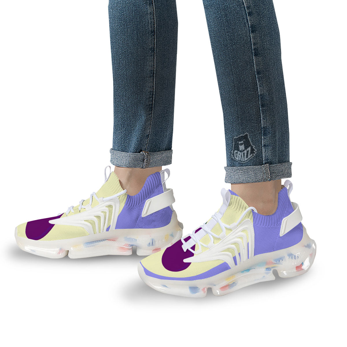 Eggplant Print White Gym Shoes-grizzshop