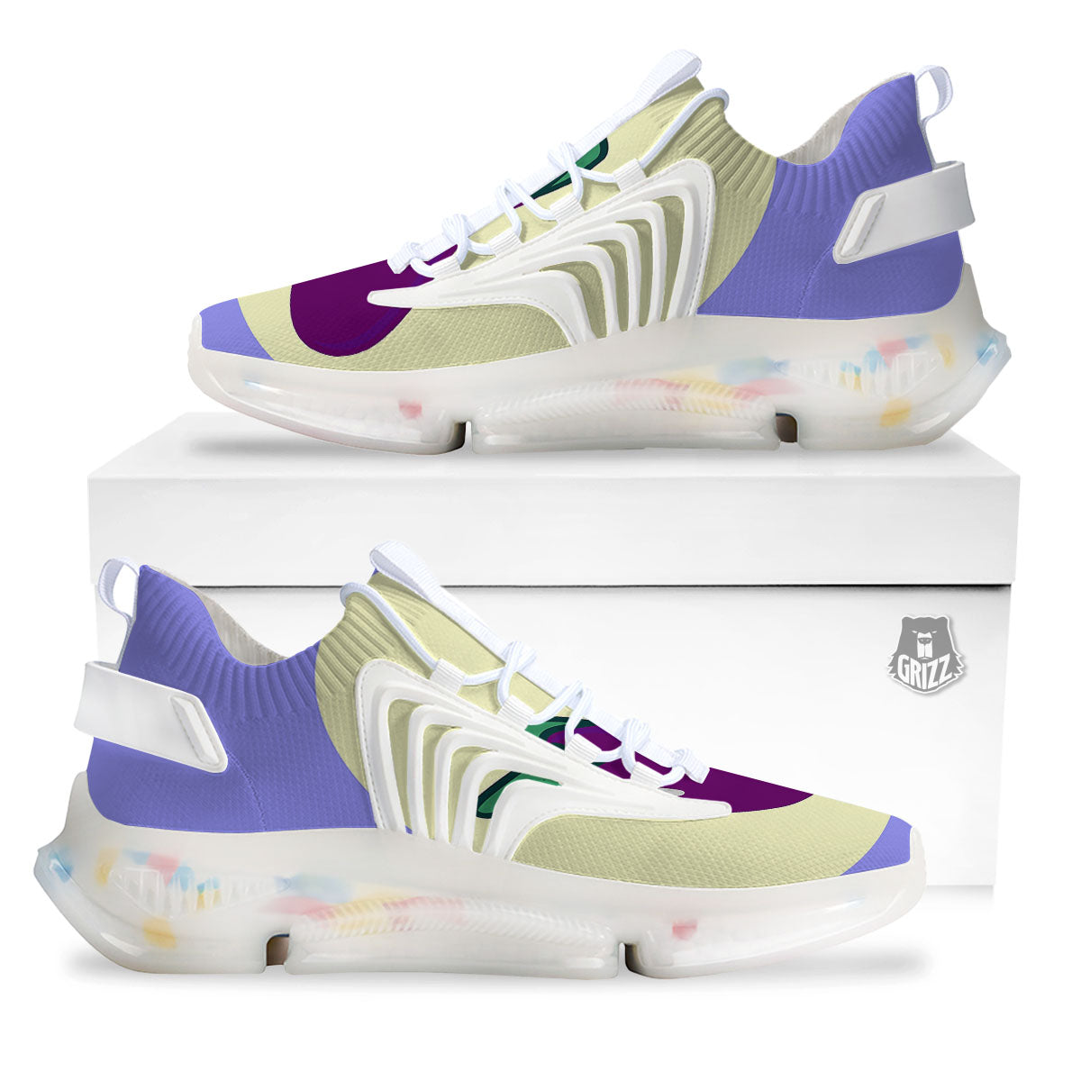 Eggplant Print White Gym Shoes-grizzshop