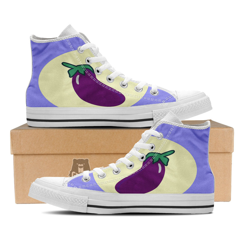 Eggplant Print White High Top Shoes-grizzshop