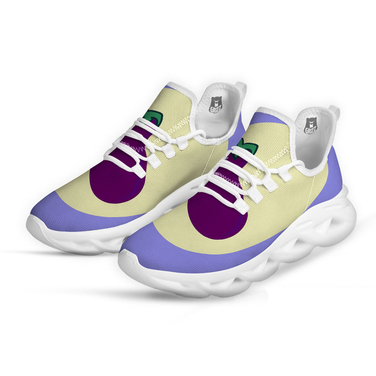 Eggplant Print White Running Shoes-grizzshop