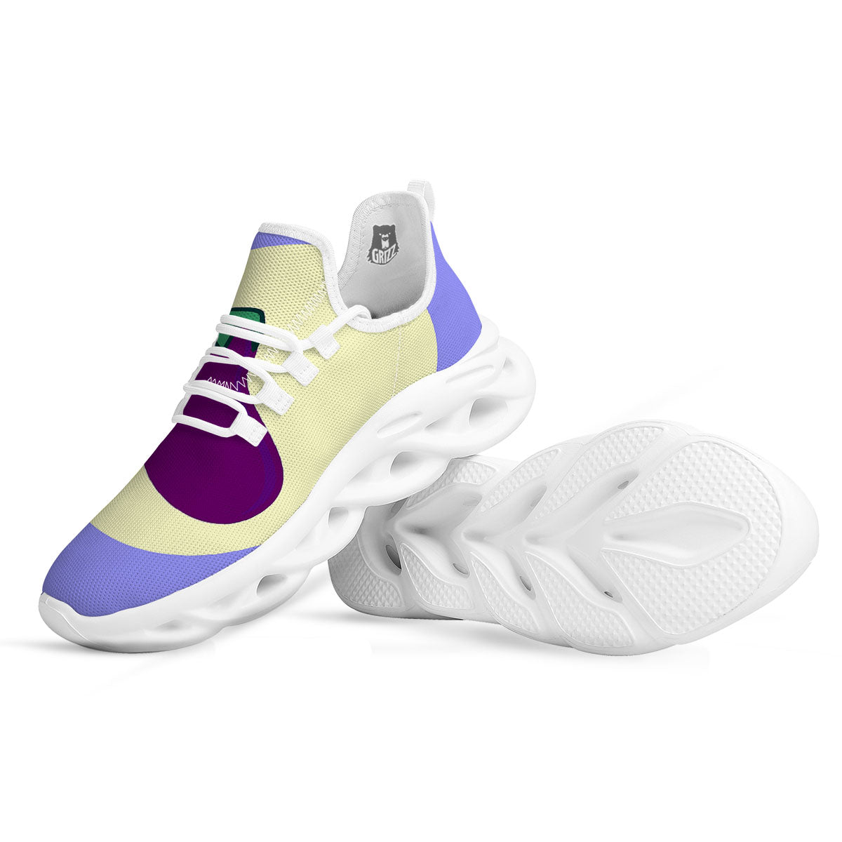 Eggplant Print White Running Shoes-grizzshop